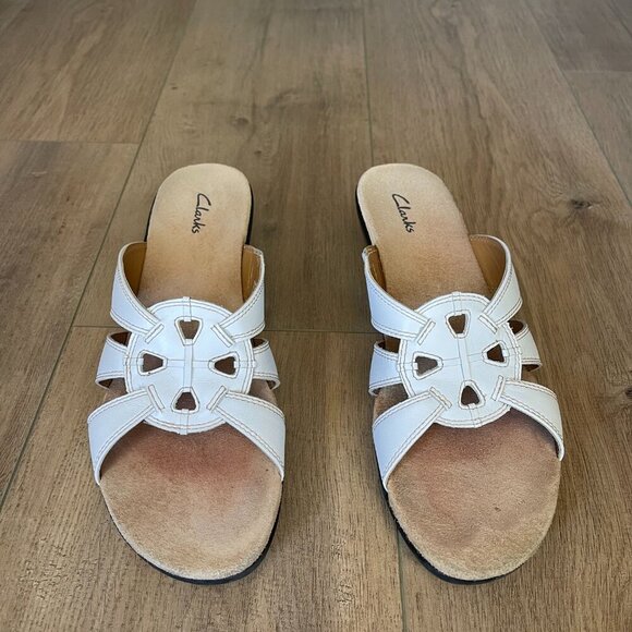 Clarks Women's White Nell Wedge Sandal 8 - Picture 3 of 9